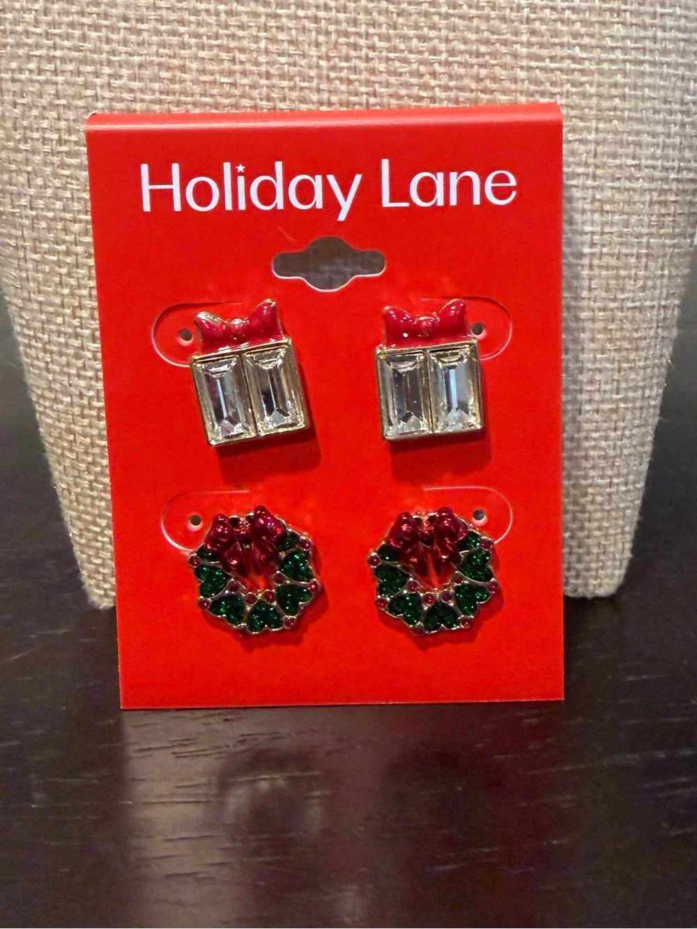 Holiday Lane Presents & Wreaths Crystal Stud Earrings Set